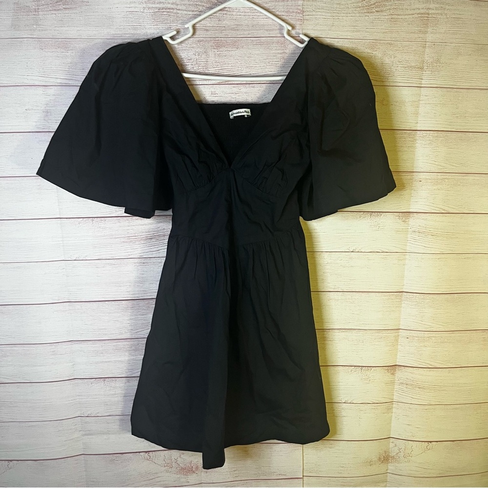 Abercrombie & Finch Black Drop Waist Flutter Sleeves Mini Dress Small